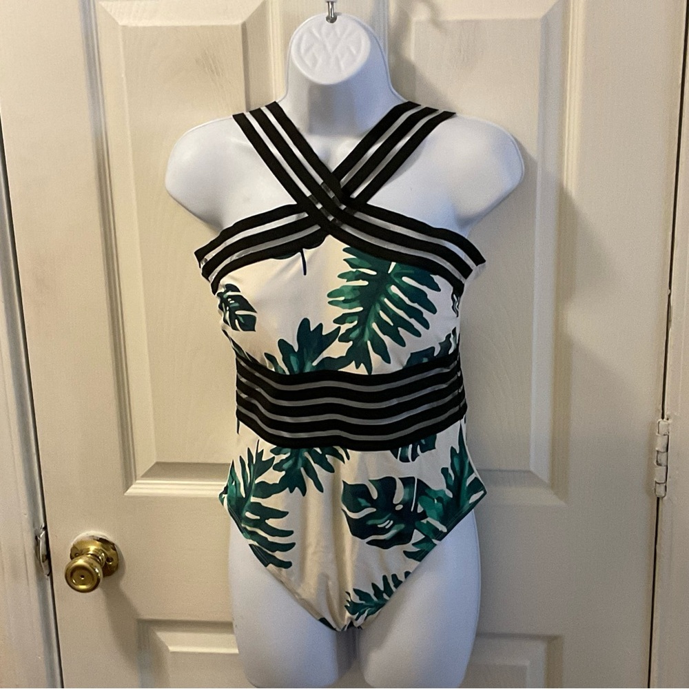 Hilor Leaf Print Strappy Swimsuit